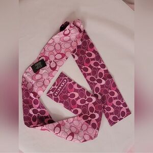 Coach Pink Heart Pattern Scarf